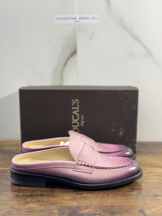 Doucal’s Scarpa Donna Sabot In Pelle Rosa Anticato A Mano 37