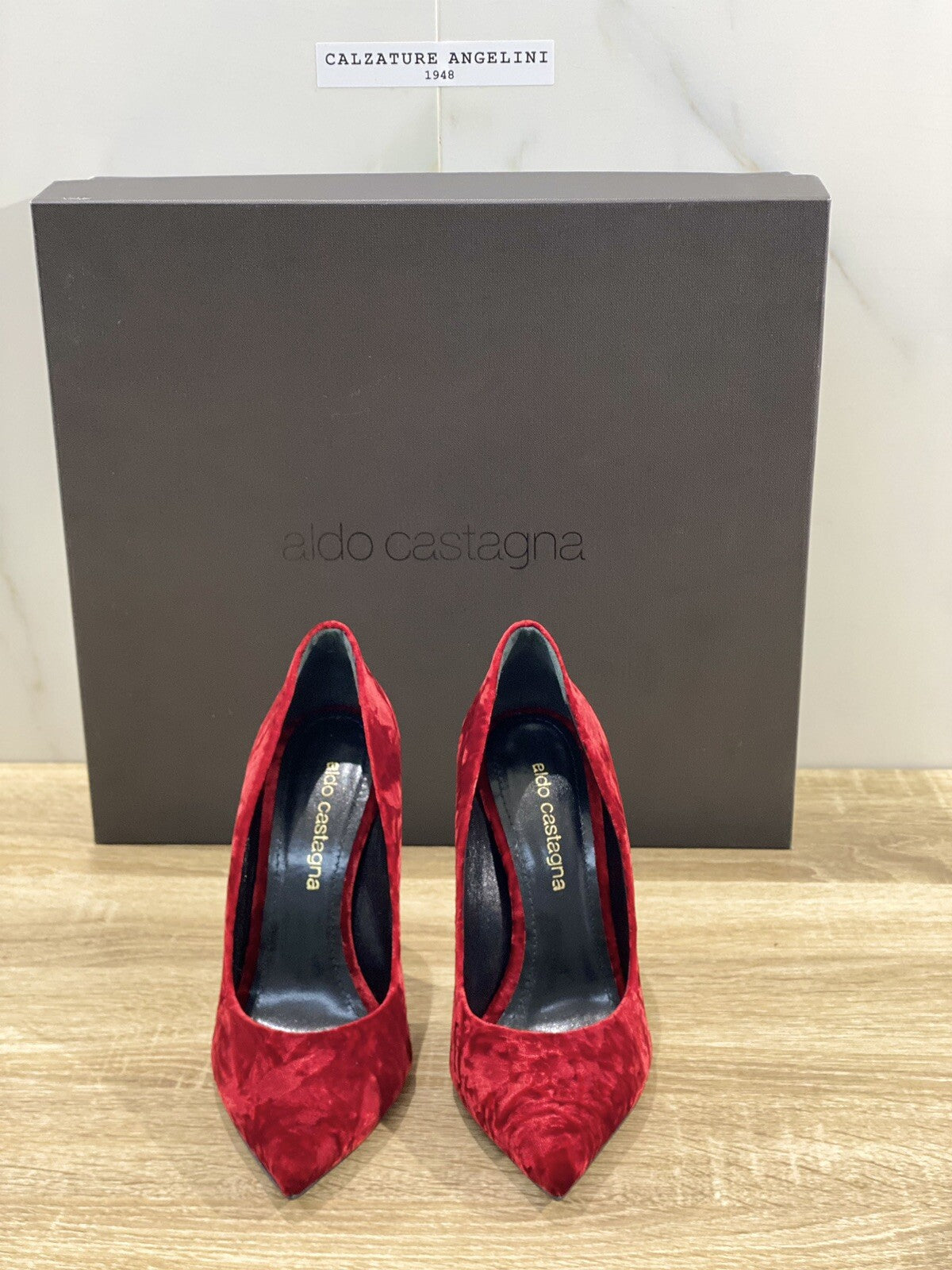 Aldo castagna décolleté hope in velluto rosso luxury shoes 36