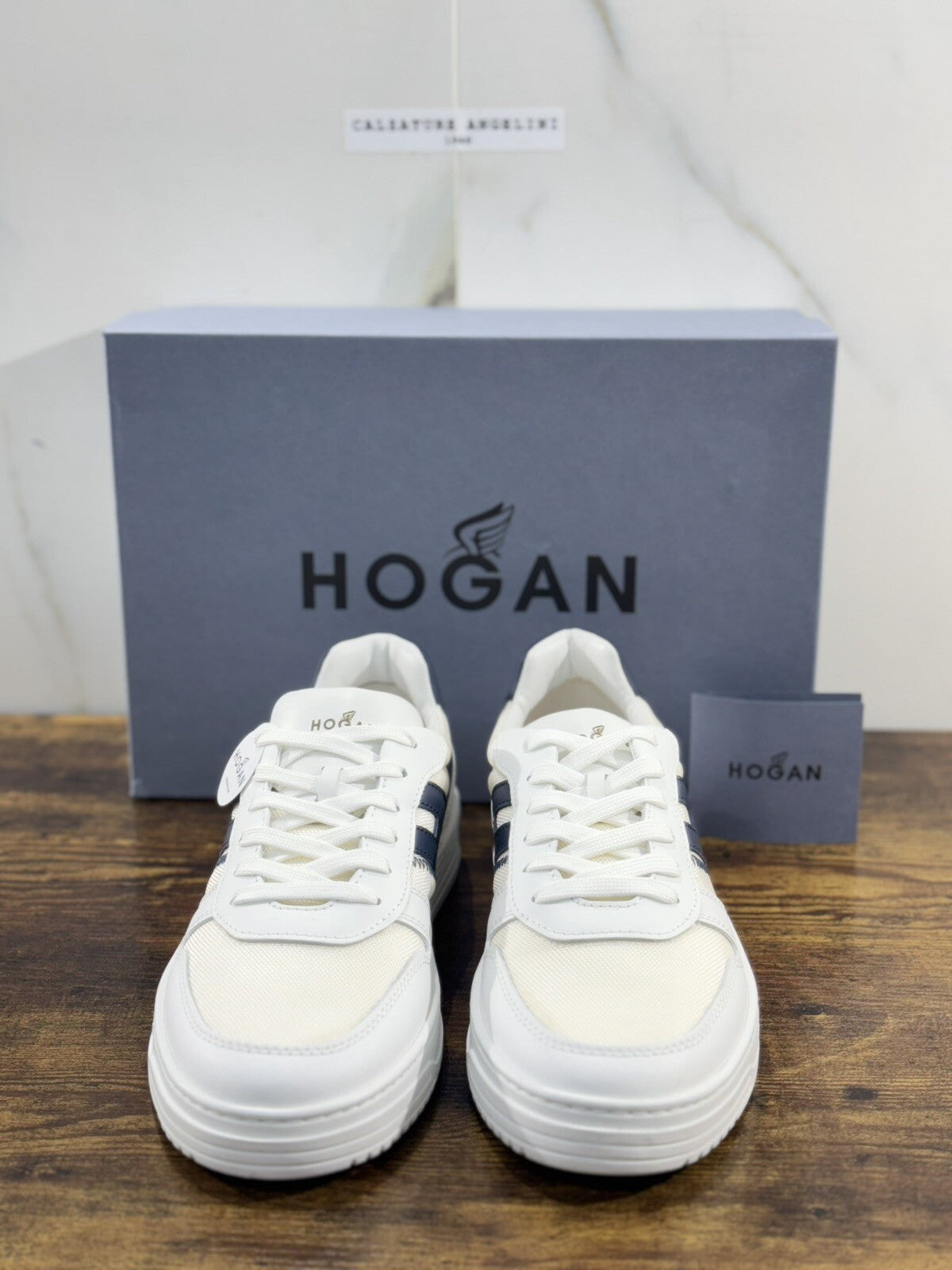 Hogan H630     sneaker Pelle Blu Bianca     memory foam Luxury Hogan Men 40.5
