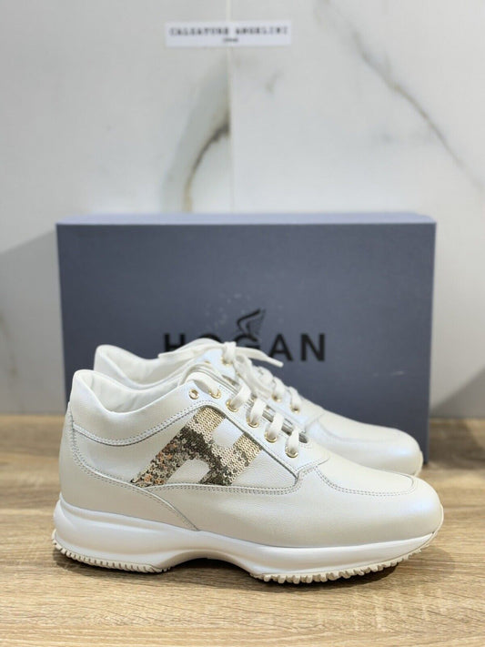 hogan interactive donna Pelle Bianco Perla H Strass   Casual Hogan Woman 38.5