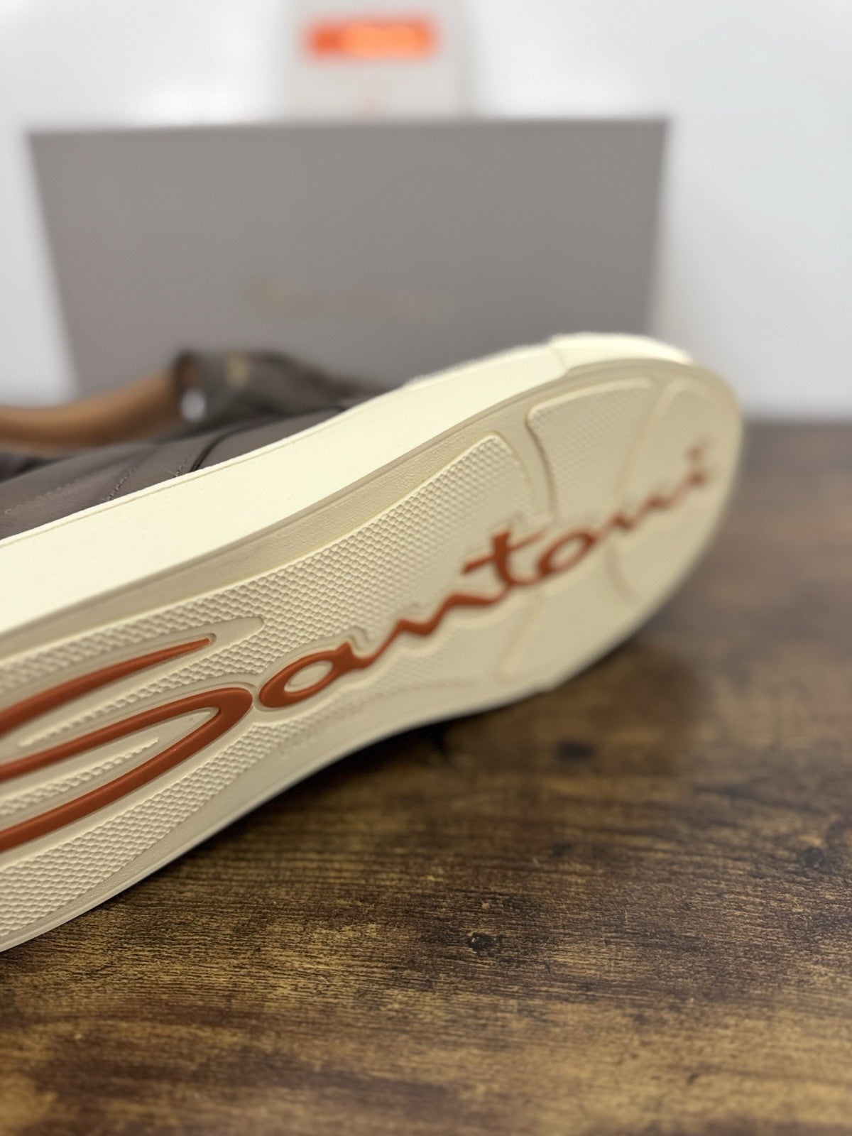Santoni Sneaker Pelle Marrone Luxury Scarpa Santoni Uomo 45