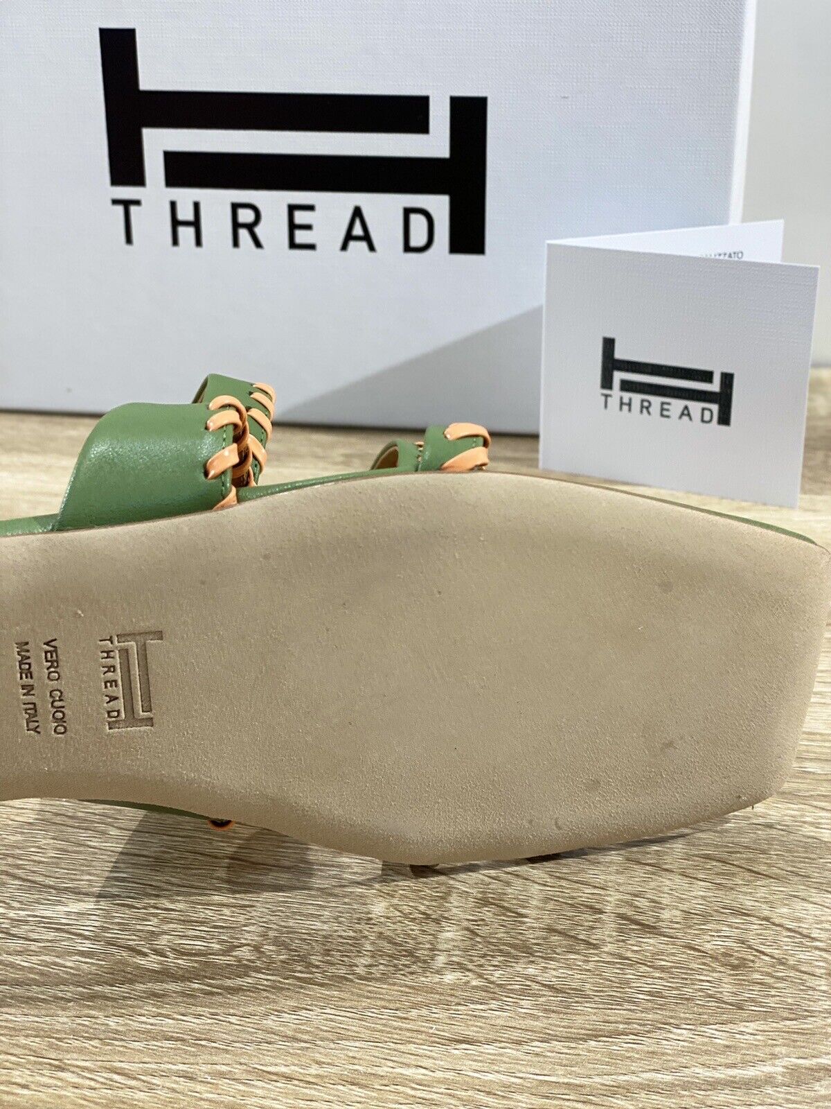 Thread Milano Sandalo Donna Emiliemin Pelle Green Made In Italy 37