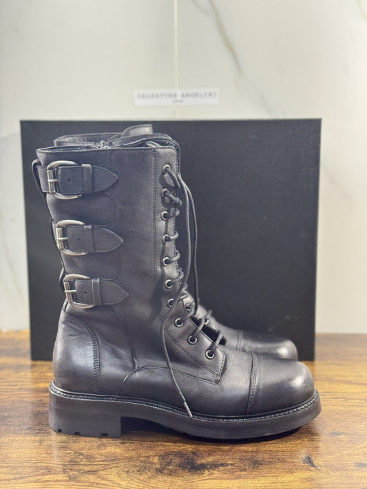 Strategia Biker Anfibio  Donna A5780 Pelle Nero Luxury Biker Boot Woman 41