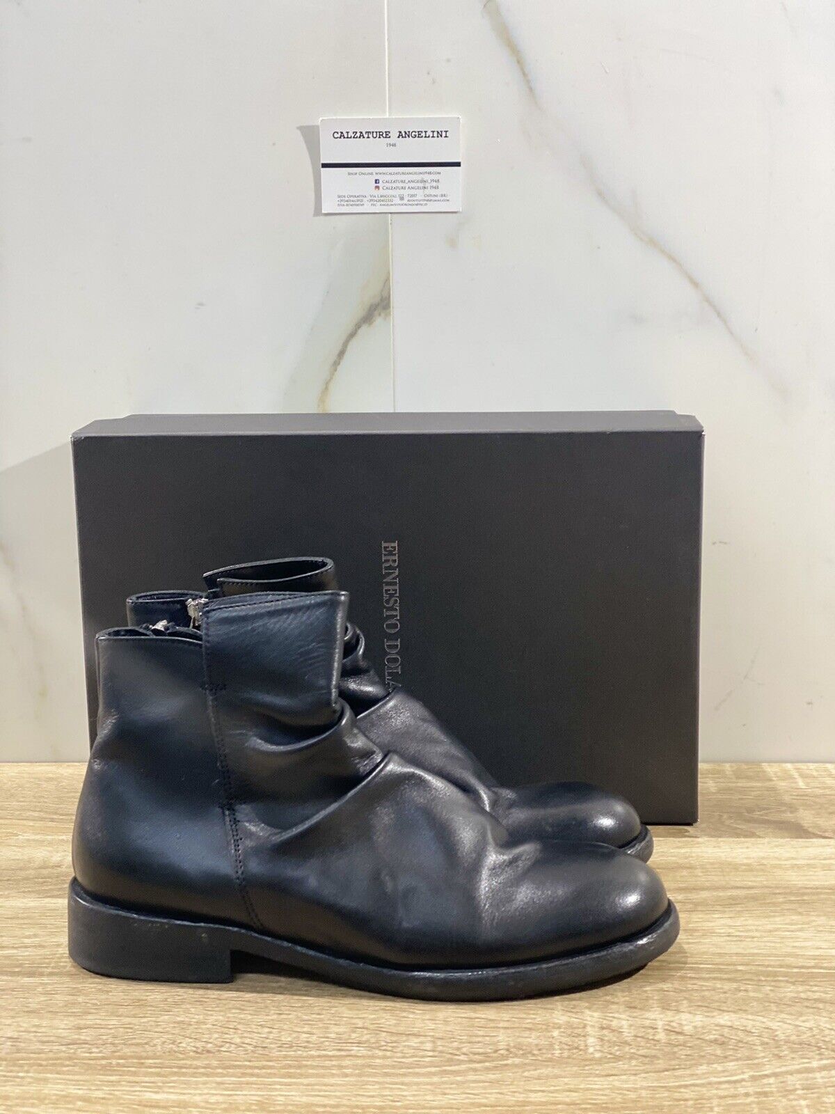 Ernesto Dolani Beatle Uomo Pelle  Nero Luxury 2503   Men Boot Dolani 40