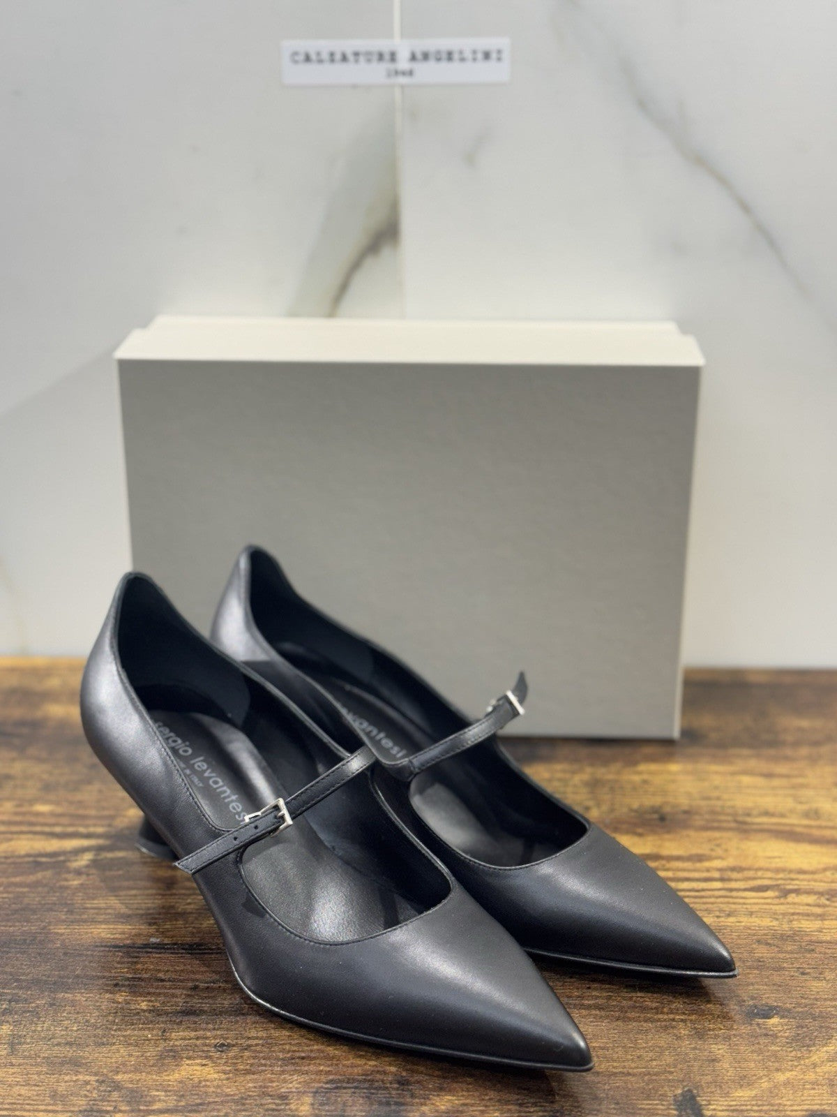 Sergio Levantesi Décolleté Pelle Nero  Luxury Made In Italy Donna 41