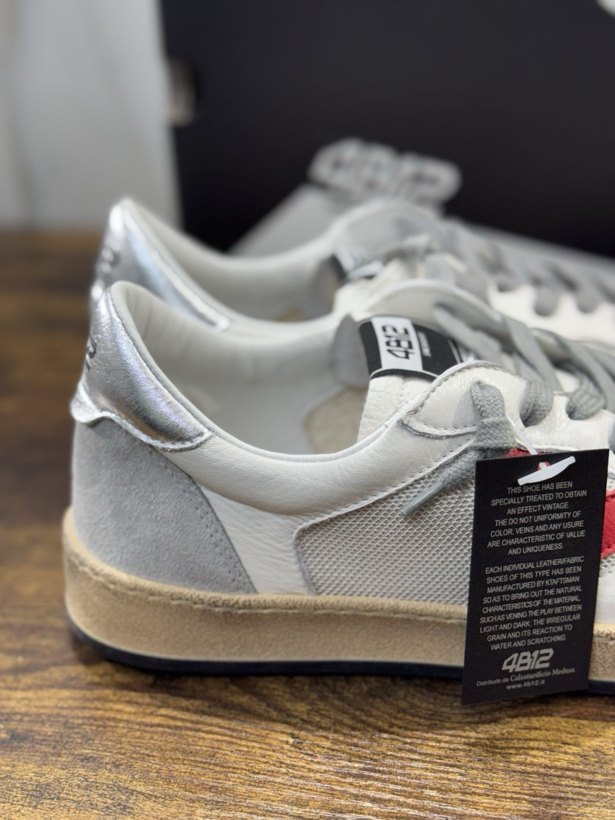 4B12 Sneaker Play New Grigio Silver Rosso Casual Uomo 44