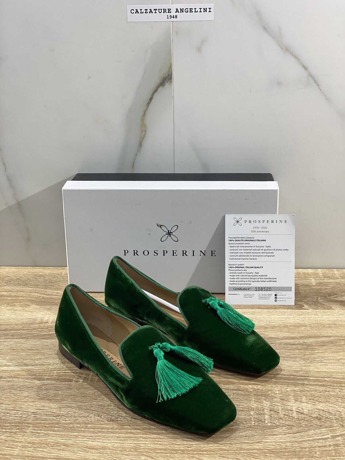 Prosperine Mocassino donna in Velluto Verde luxury made in italy 38