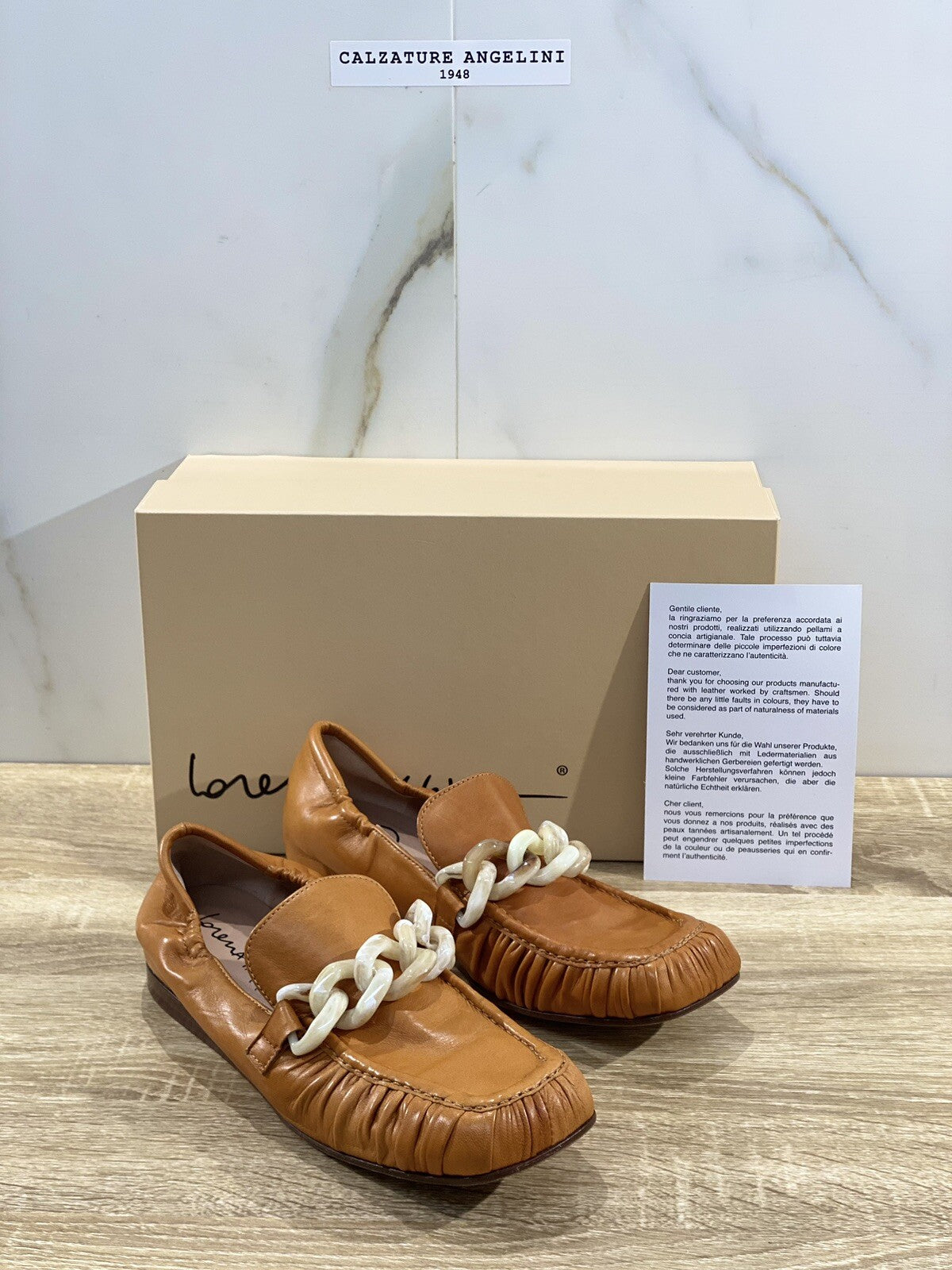 Lorena Paggi Mocassino Donna In Pelle Camel Made In Italy 37.5