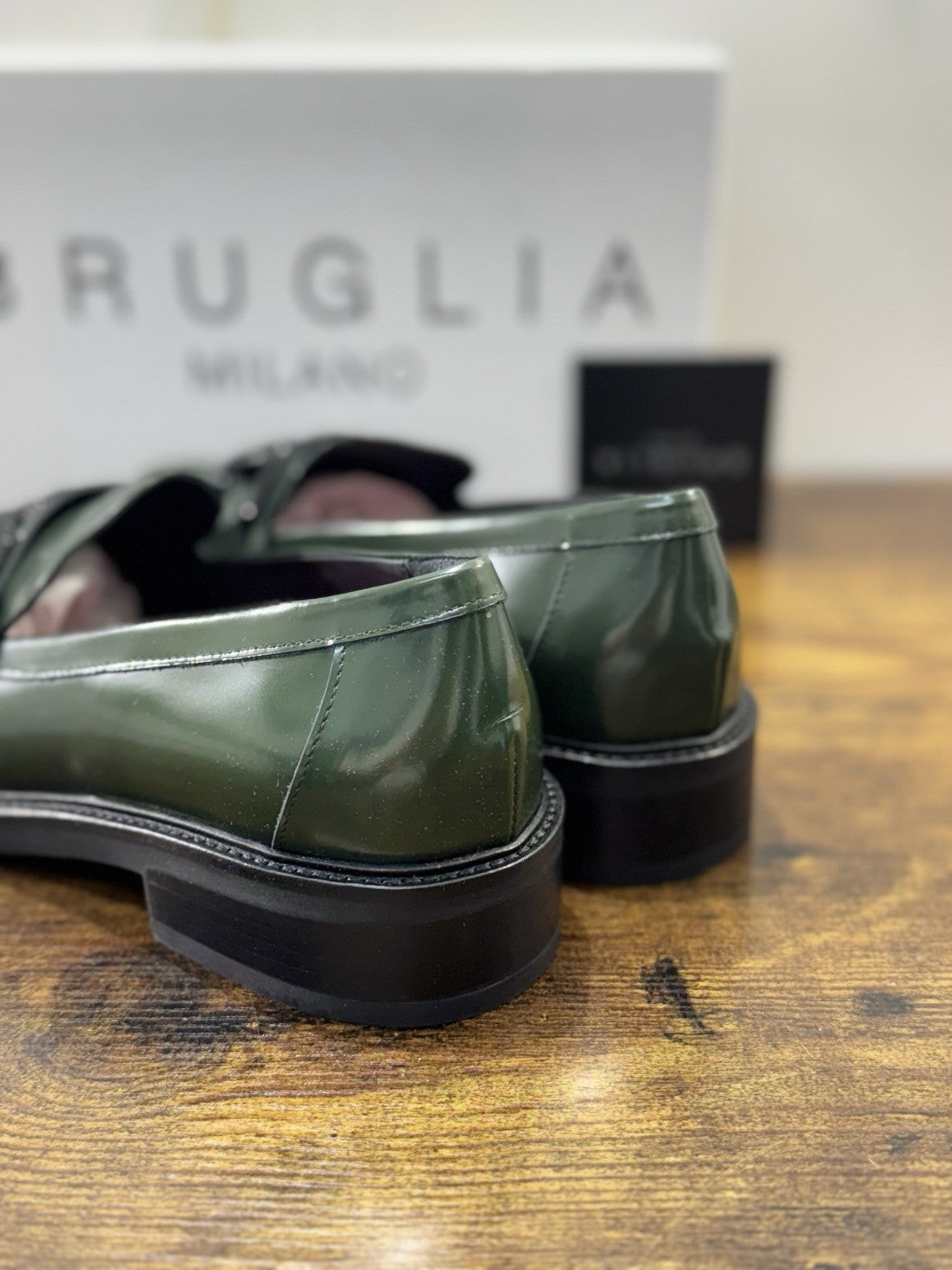 Bruglia Milano Mocassino Verdone   Pelle  Top Quality Scarpe Donna 40