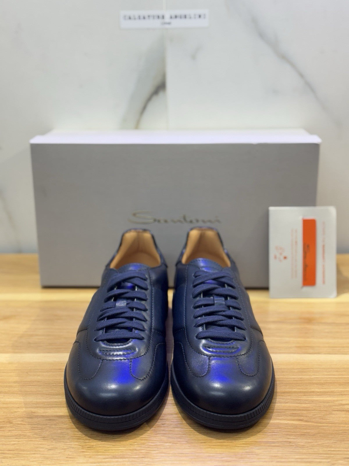 Santoni Dbs Only Sneaker Pelle  Blu  Luxury Santoni Scarpa Uomo 41.5