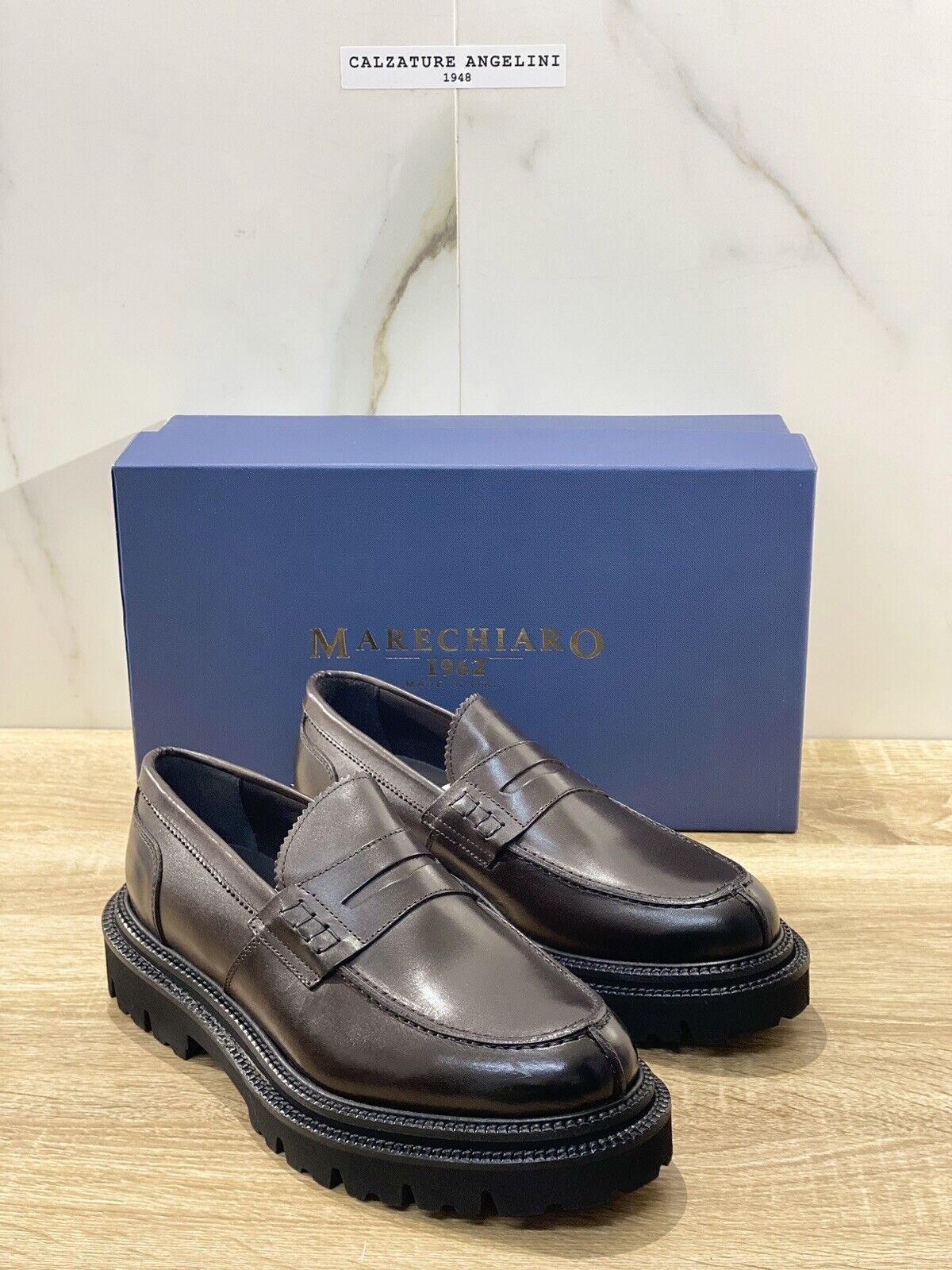 Marechiaro 1962 mocassino uomo marrone pelle fondo commando casual shoes 39