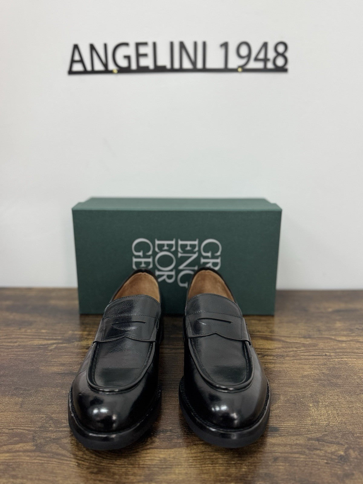 Green George Mocassino Washed  Pelle Nero  Fondo Vibram  In Italy Uomo 43