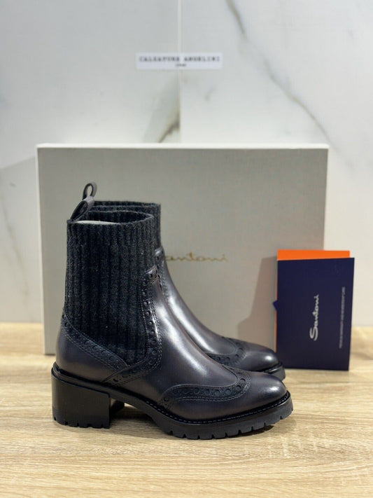 Santoni Chelsea Boot  Donna In Pelle Grey   Luxury Woman Boot Santoni 35.5