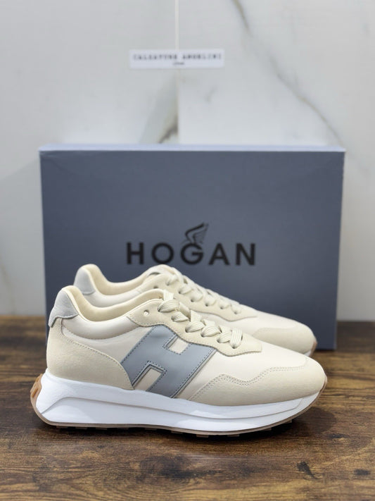Hogan H641 Sneaker Pelle Beige Celeste Memory Foam        Hogan Scarpe Donna 38