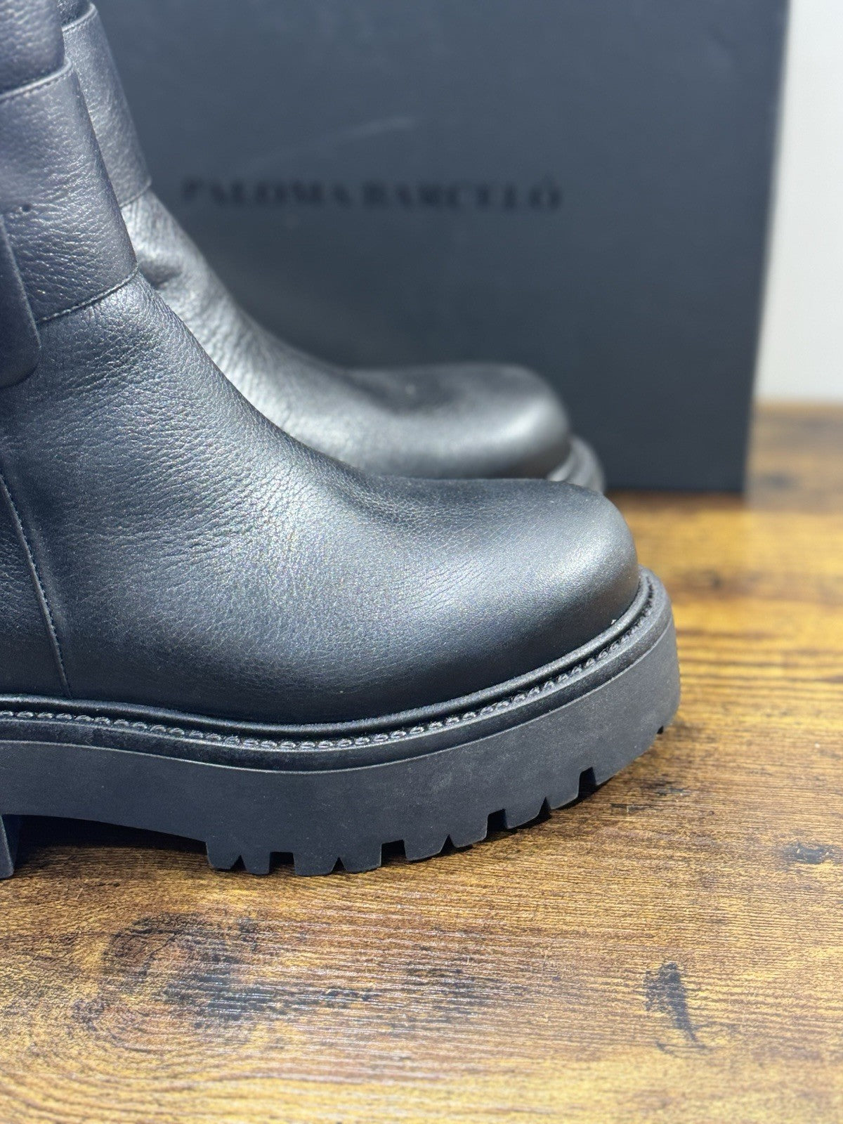 paloma barcelo Chelsea Boot  Combat  pelle Nera luxury boot 36