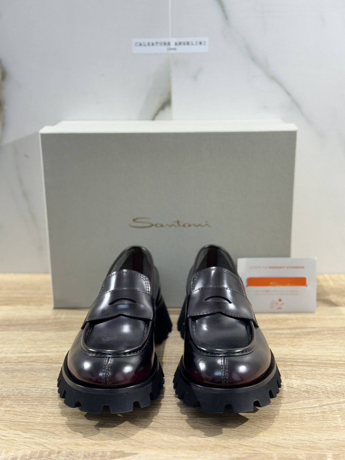 Santoni Scarpa Uomo Mocassino  Pelle Bordo’  Extra light Luxury Men Santoni 40.5