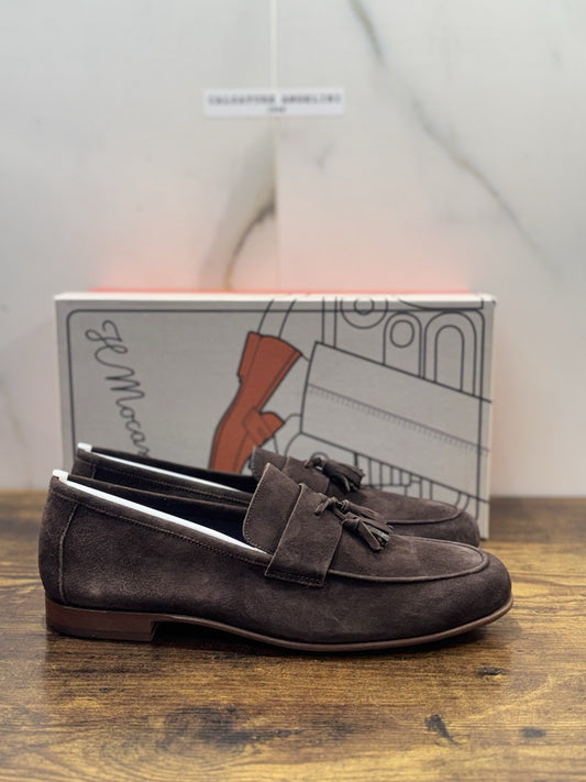 Il Mocassino Tasca Scarpa Suede Marrone 100% Fatta In Italia Mocassino Uomo 42