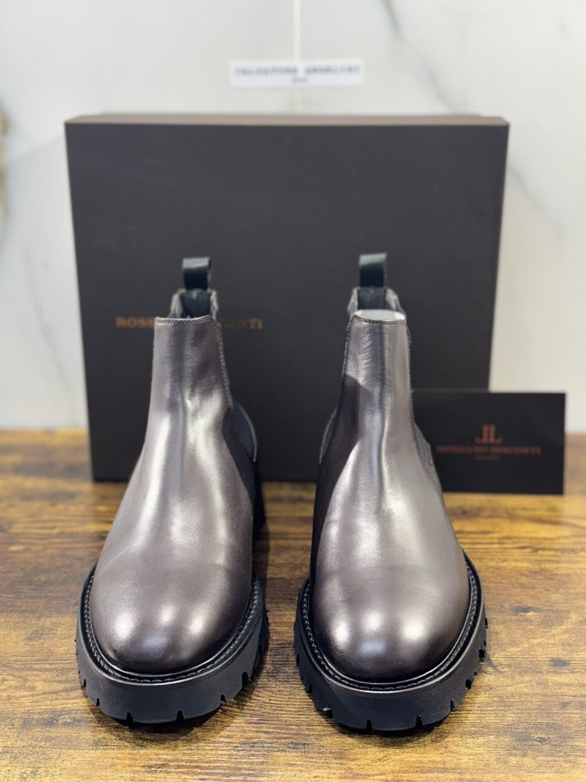 Rossano Bisconti Chelsea Boot Uomo  Pelle Marrone    Fully Made In Italy 44