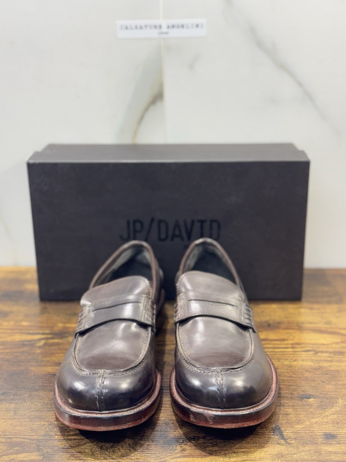 Jp David Mocassino Pelle Testa Moro 100% Made In Italy Casual 43