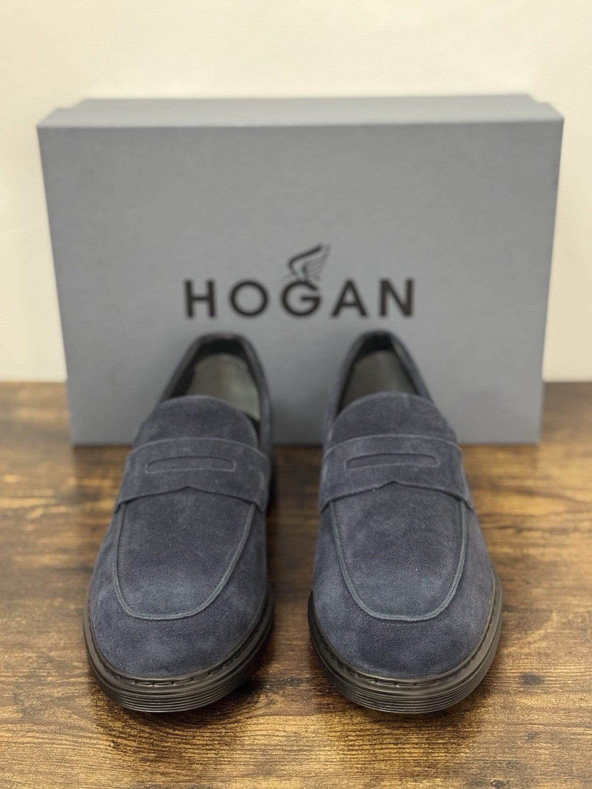 Hogan Business Mocassino Pelle  Suede Blu  Memory Foam Casual Hogan Uomo 43.5