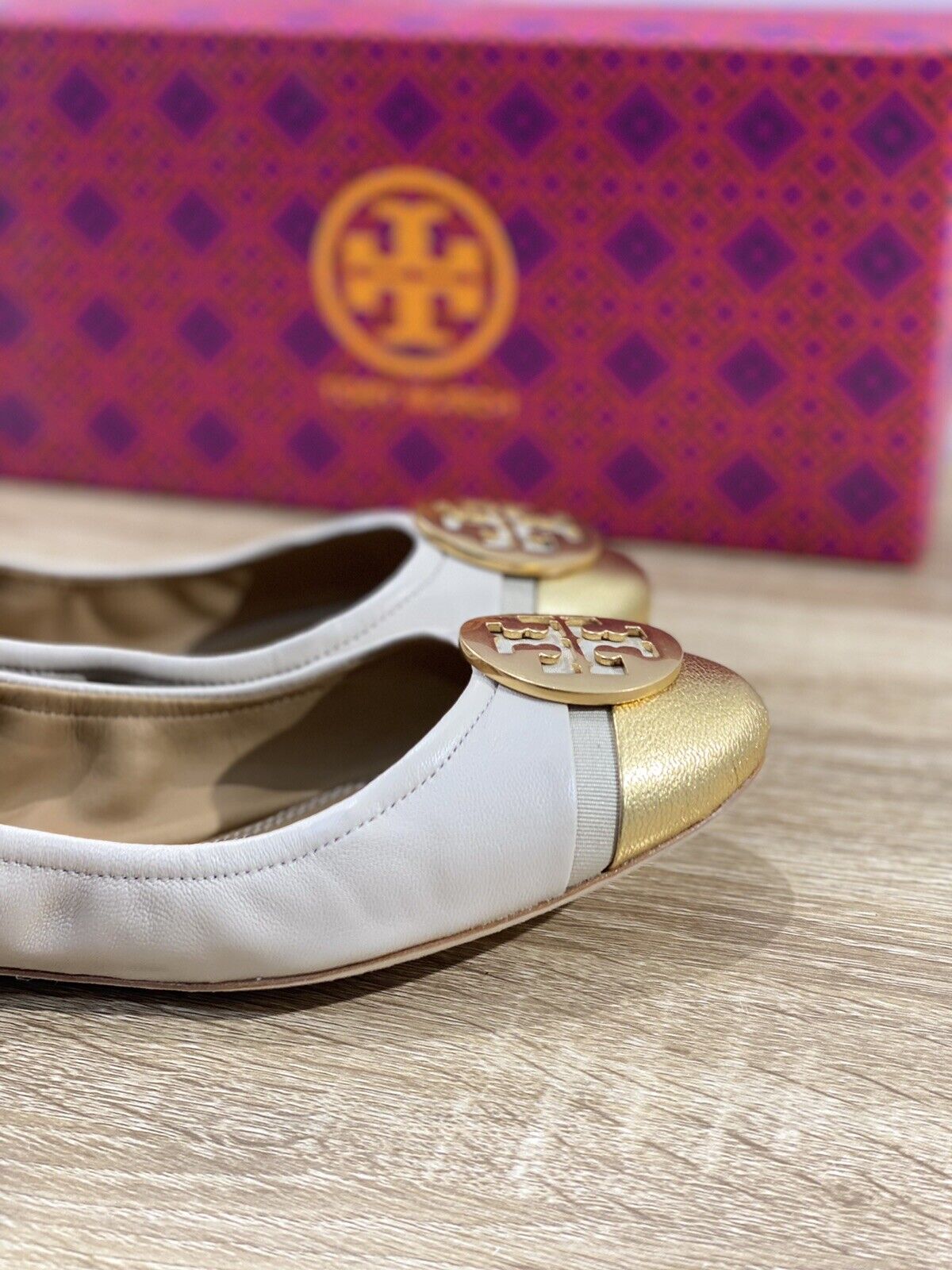 Tory Burch Minnie Cap Toe Ballet In Pelle Latte Luxury Woman Shoes 37.5