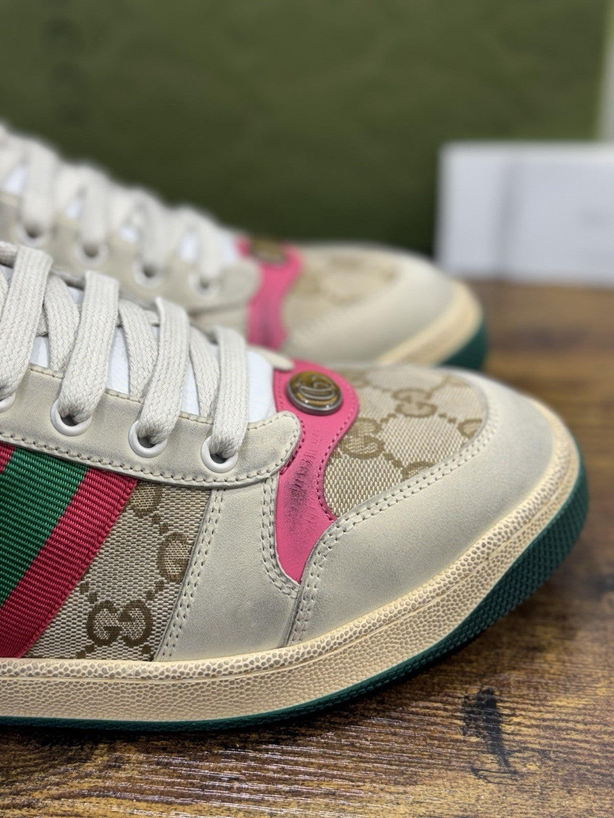 Gucci Screener Sneaker Pelle Rosa Luxury Gucci Shoes Donna 41.5