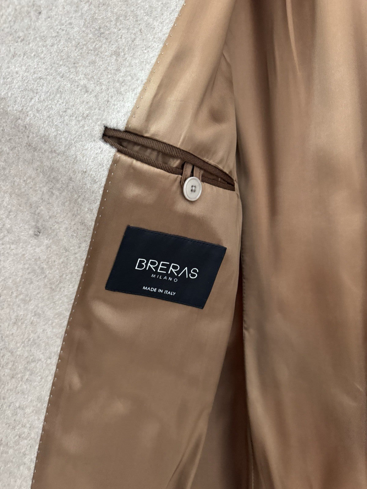 Breras Cappotto Doppiopetto Martingala in pura lana E Cashmere Beige Uomo 48