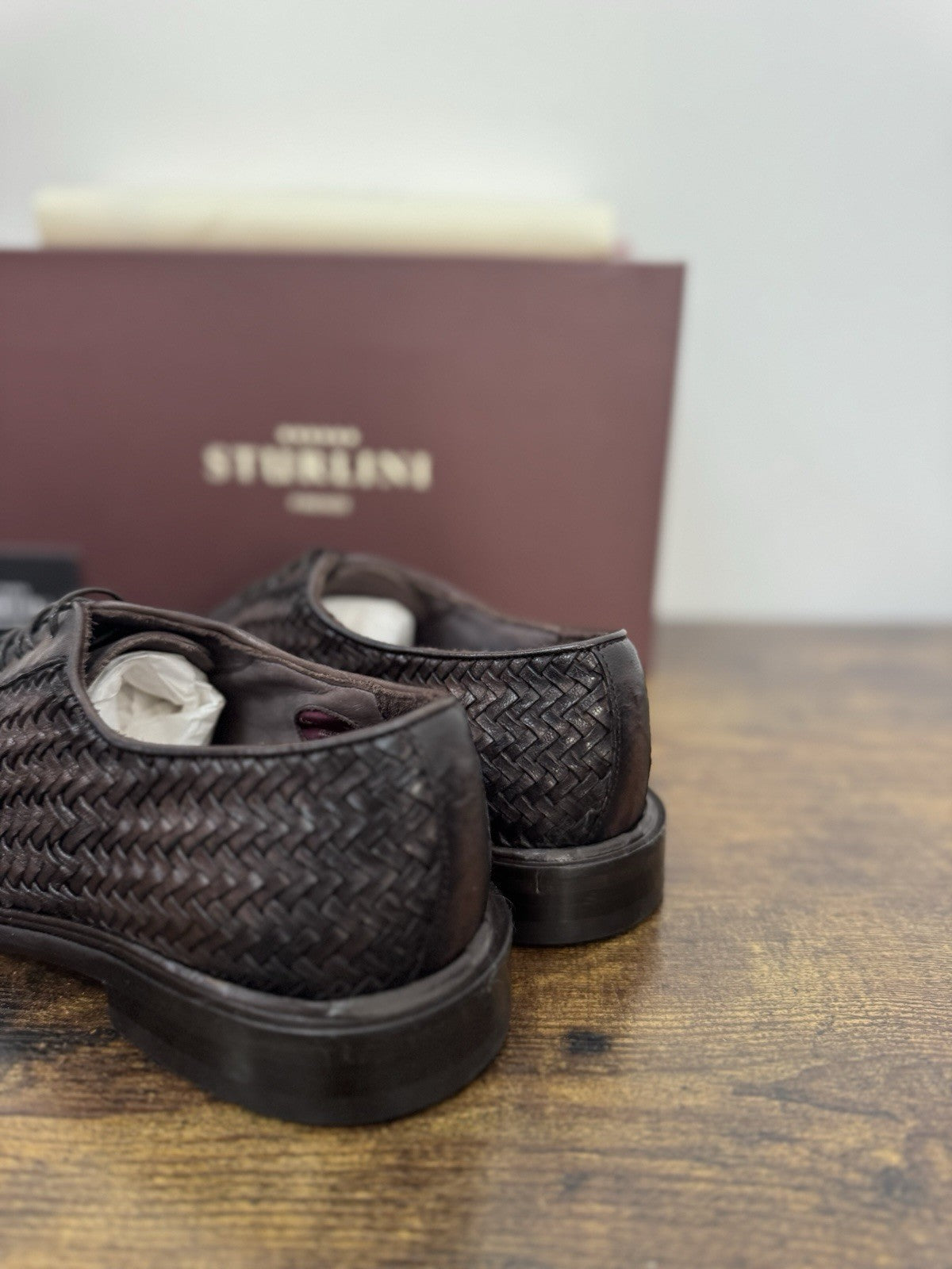 Sturlini  Derby Pelle Marrone Intrecciato    Luxury Scarpa Uomo 44