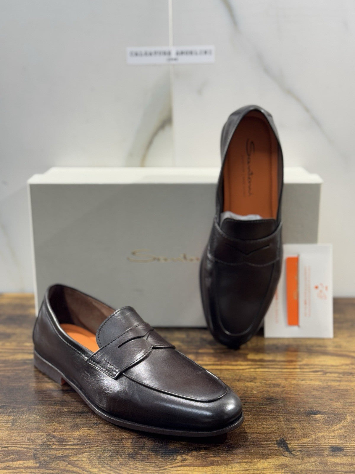 Santoni Mocassino Goodyear Flex Pelle Marrone Luxury Santoni Scarpa Uomo 41