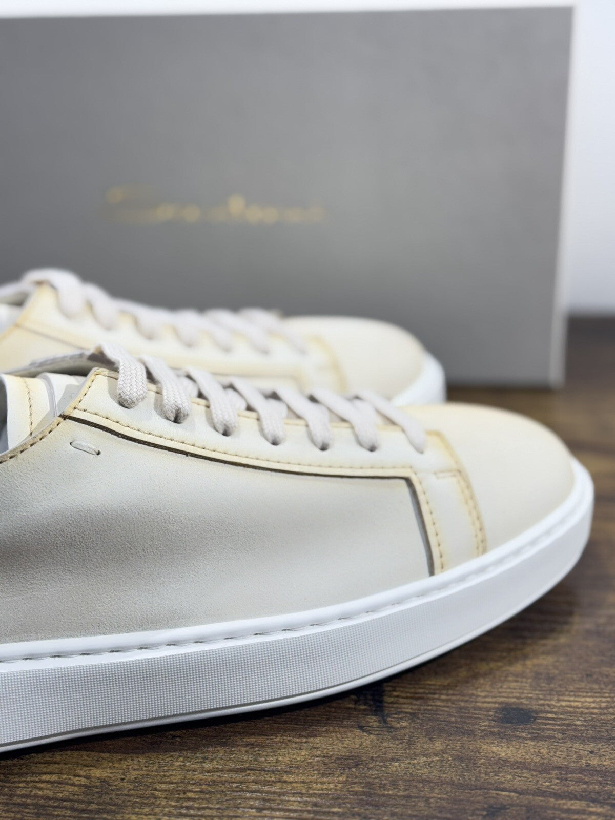 Santoni Sneaker Uomo Icon Pelle Nabuk Bianca Luxury Men Santoni Shoes Icon 10