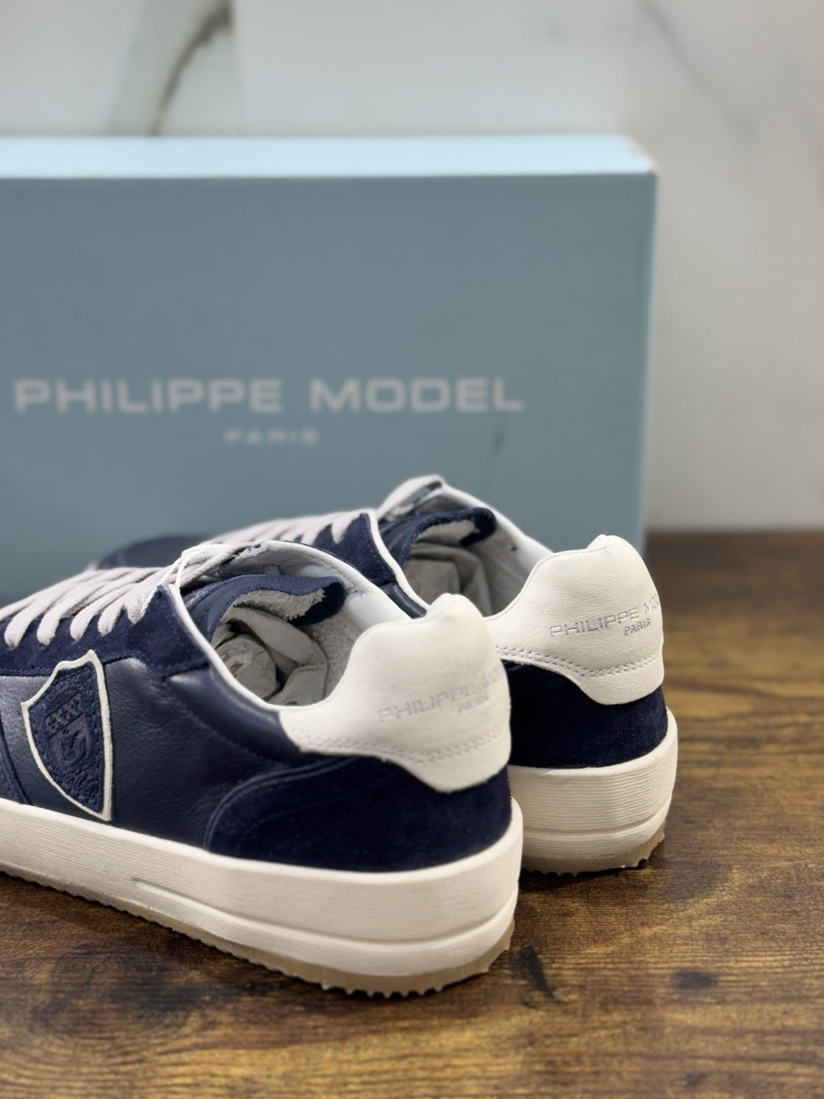 Philippe Model Nice Low Men Sneaker Uomo Pelle E Suede Blu 41