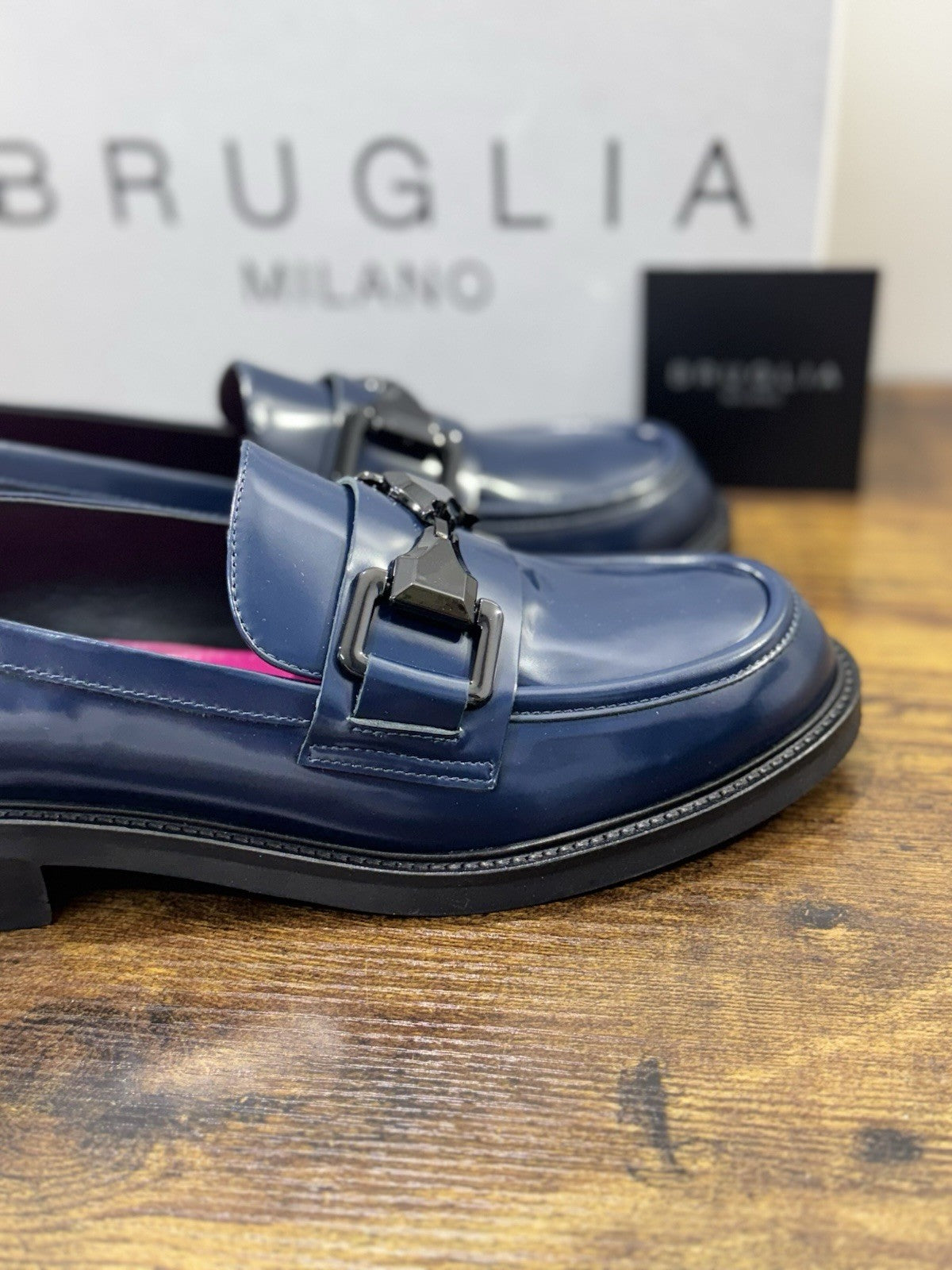 Bruglia Milano Mocassino Blu    Pelle  Top Quality Scarpe Donna 41