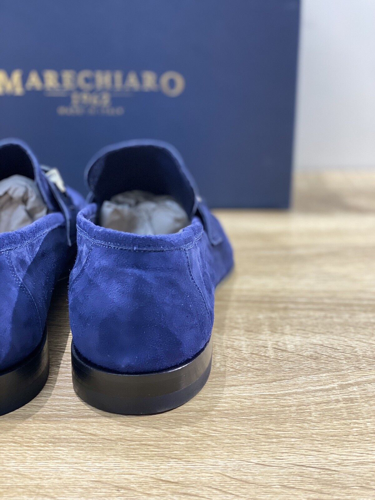 Marechiaro 1962 Mocassino Uomo M24TR Suede Blu Luxury Hamdmade 44