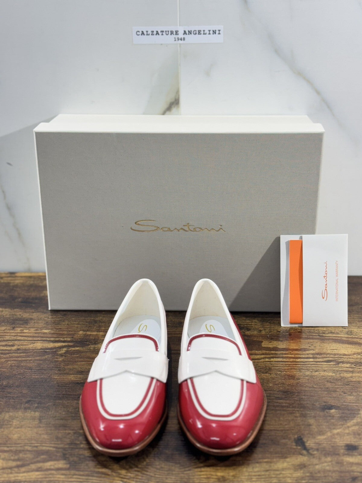 Santoni Mocassino Donna Pelle  Rosso Bicolor  Luxury Casual Loafer Santoni 36