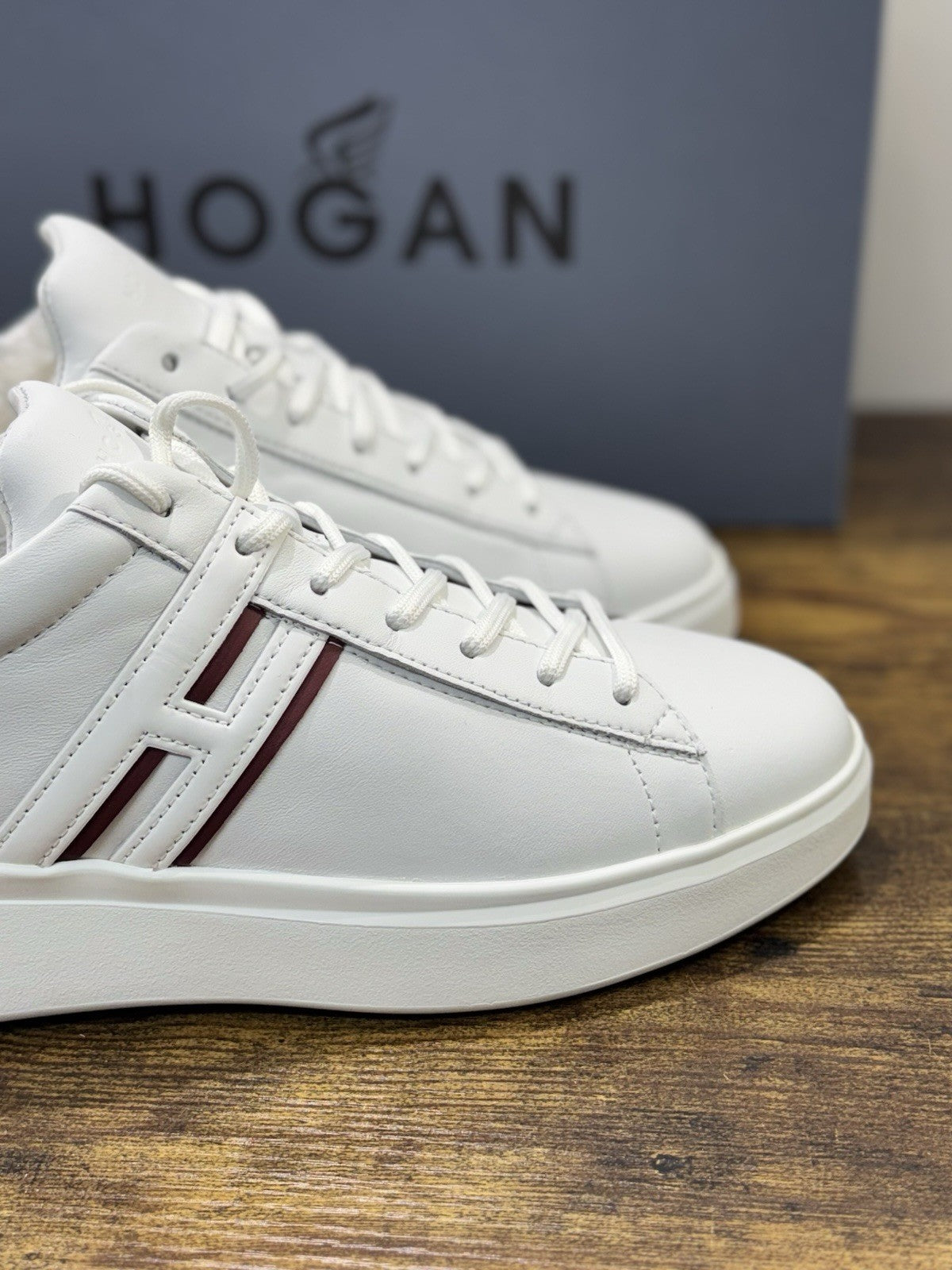 Hogan H580  sneaker Pelle Bianco  memory foam Luxury HoganShoes Uomo 43