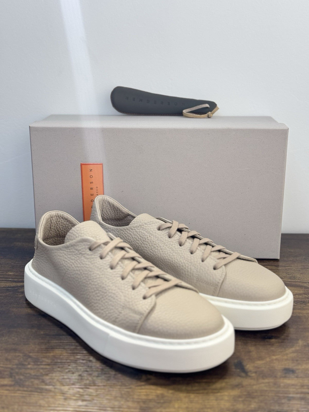 Henderson Baracco Sneaker Pelle Beige Casual Luxury Uomo 41