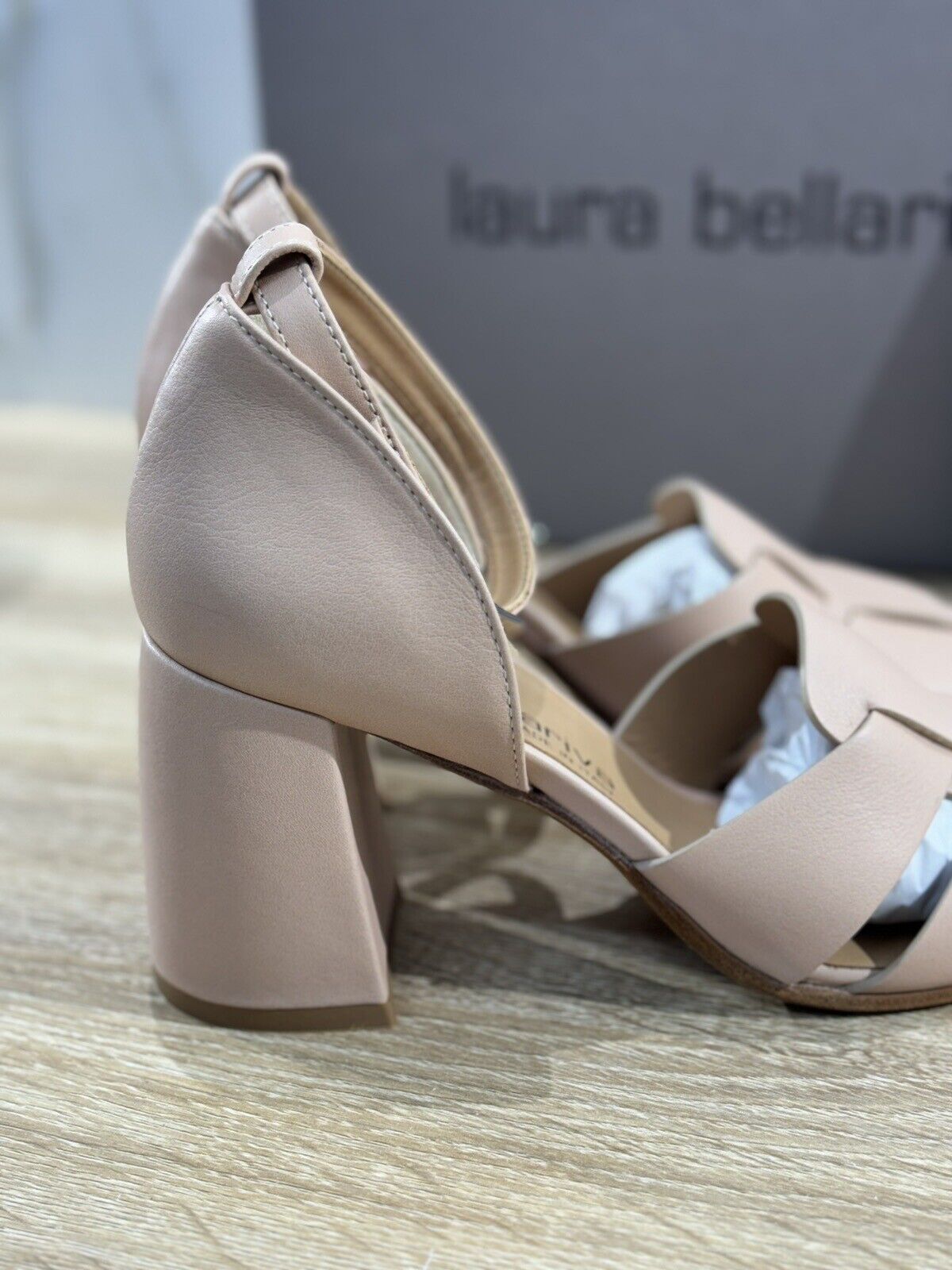 Laura Bellariva Sandalo Donna Pelle Beige Con Tacco Handmade In Italy 37