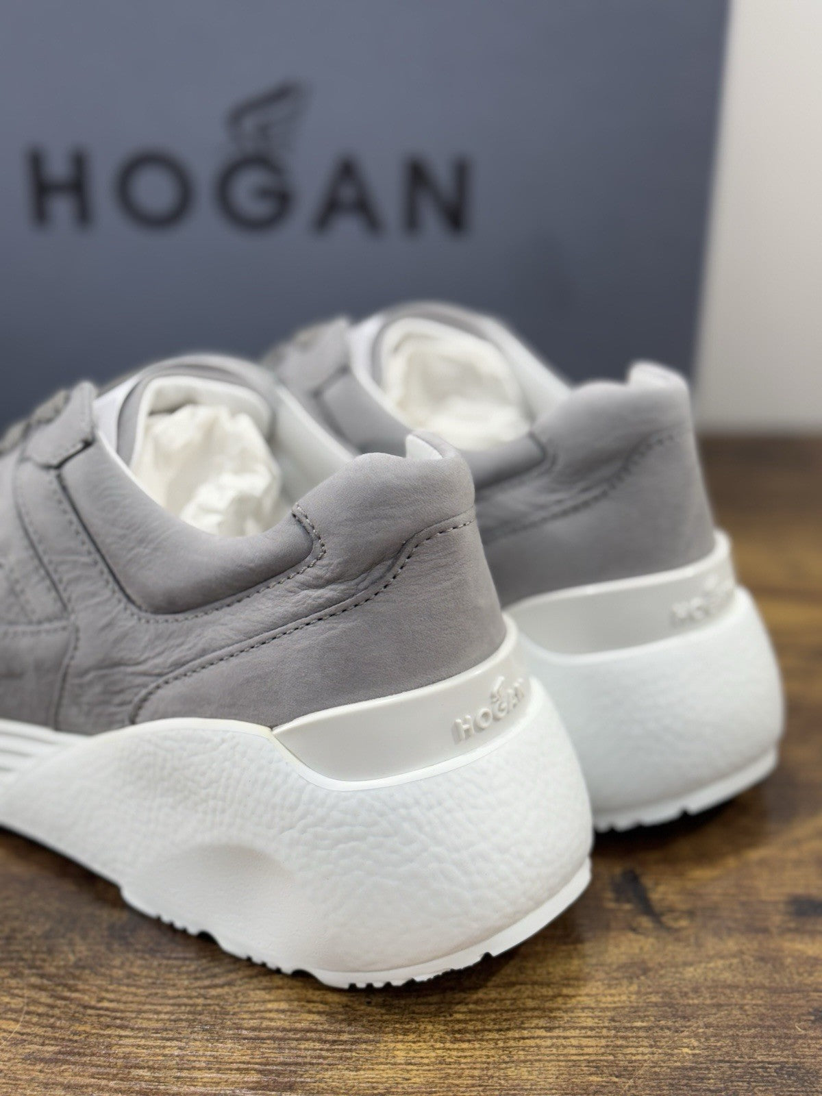 Hogan H443 Active One Memory Foam Pelle Nabuk Grey  Uomo 42.5