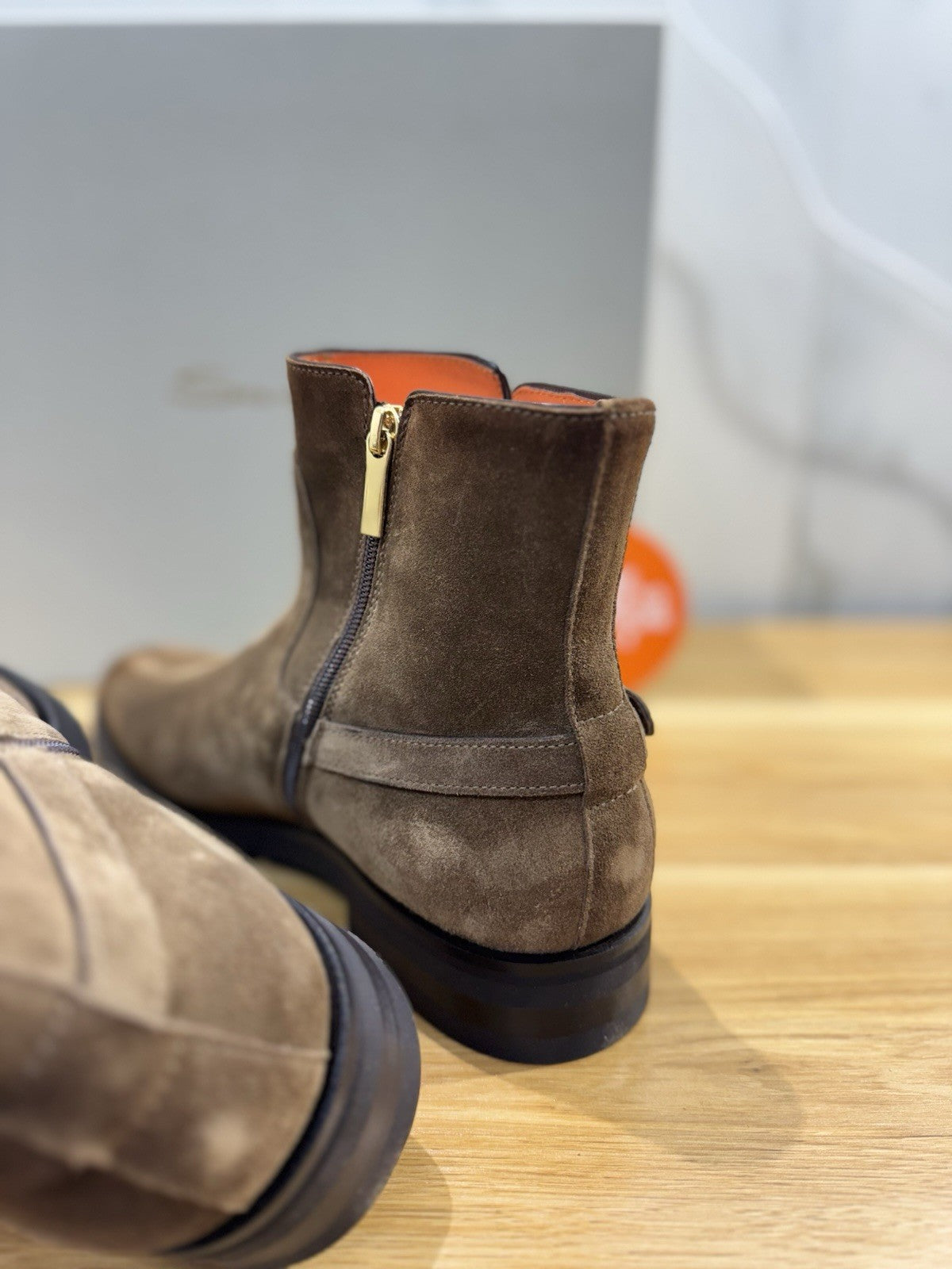 Santoni Chelsea Boot Suede Cuoio Luxury Santoni Boot Uomo 41.5