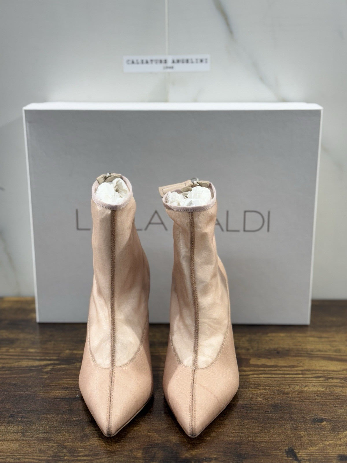 Lella Baldi Stivaletto LT074 Rete Nude Luxury Woman Boot Made In Italy 36