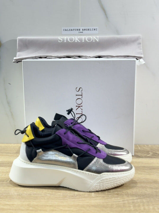 Stokton Sneaker Donna Pelle Multi Color  Extra Light Made In Italy 39