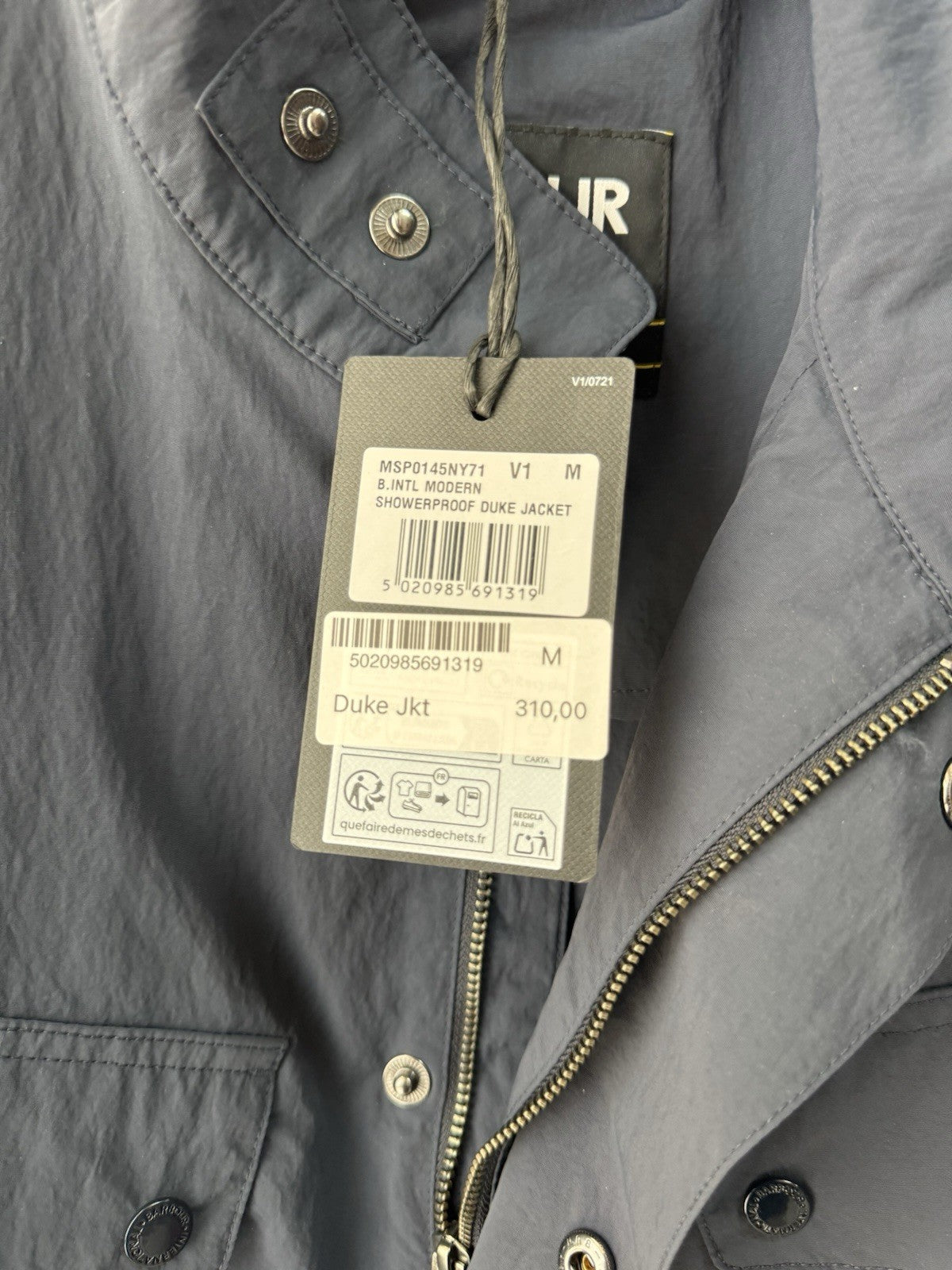 Barbour International Modern Showerproof Duke Blu  Jacket   Uomo M