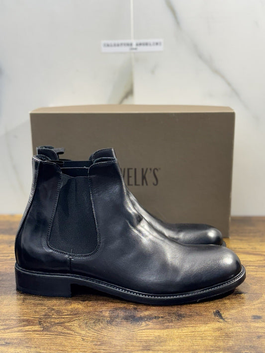 Pawelk’s Chelsea Boot Uomo Pelle Nera Hand  Made In Italy 45