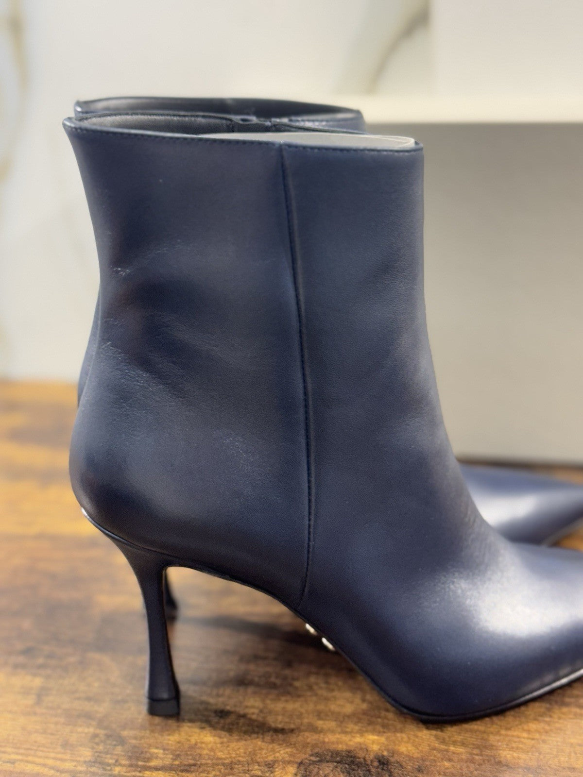 Sergio Levantesi Stivaletto  Pelle Blu Con Tacco   Luxury Made In Italy Donna 41