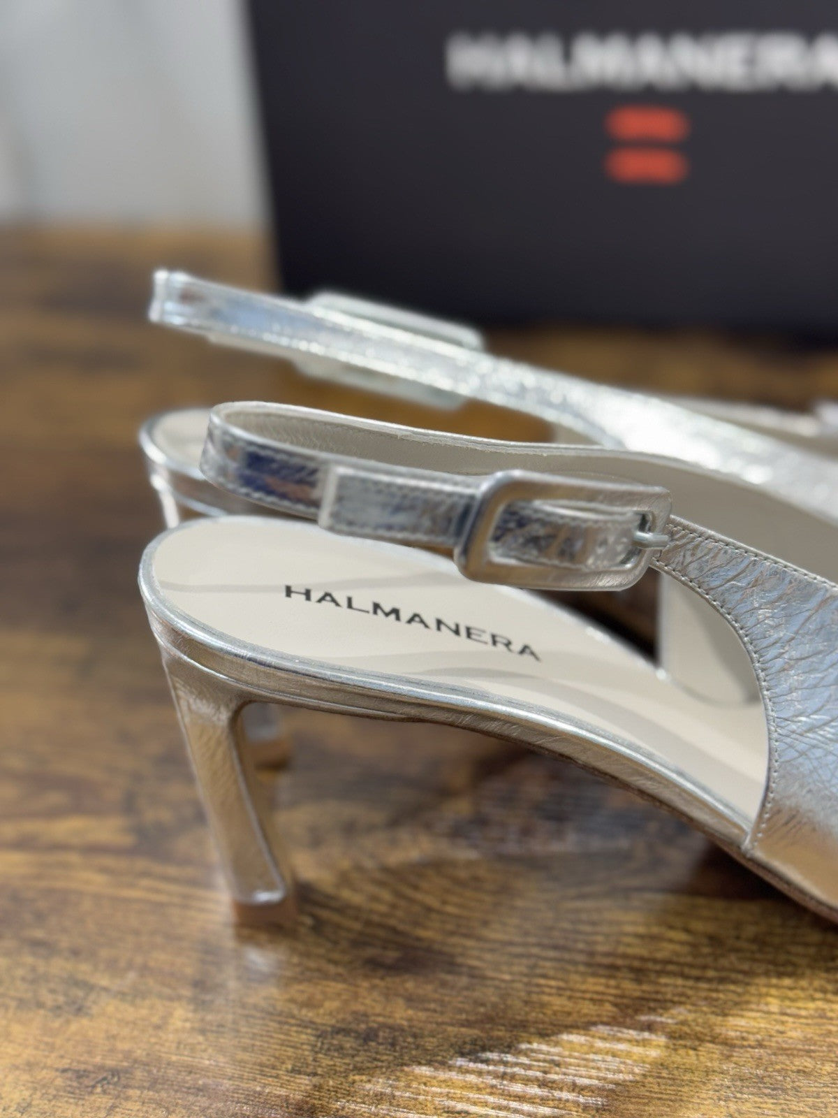 HALMANERA Sling Back Pelle Argento   Luxury Made In Italy Donna 41