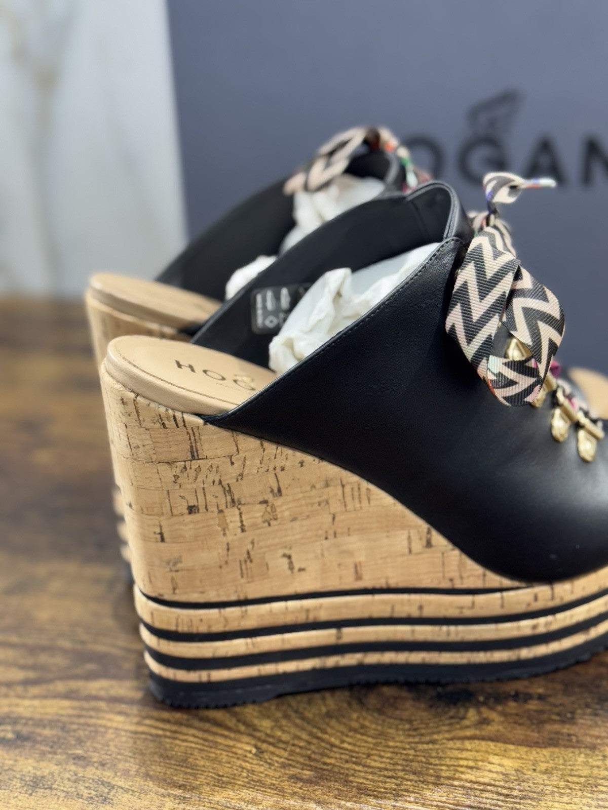 Hogan H361 Zeppa Sughero Pelle Nera Donna 39