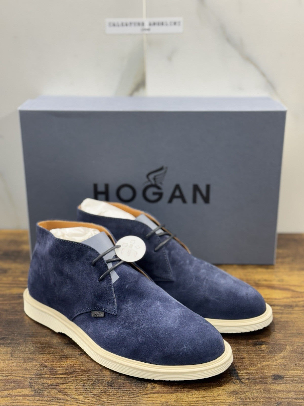 Hogan H633 Polacco Suede Blu Memory Foam Casual Hogan Uomo 42.5
