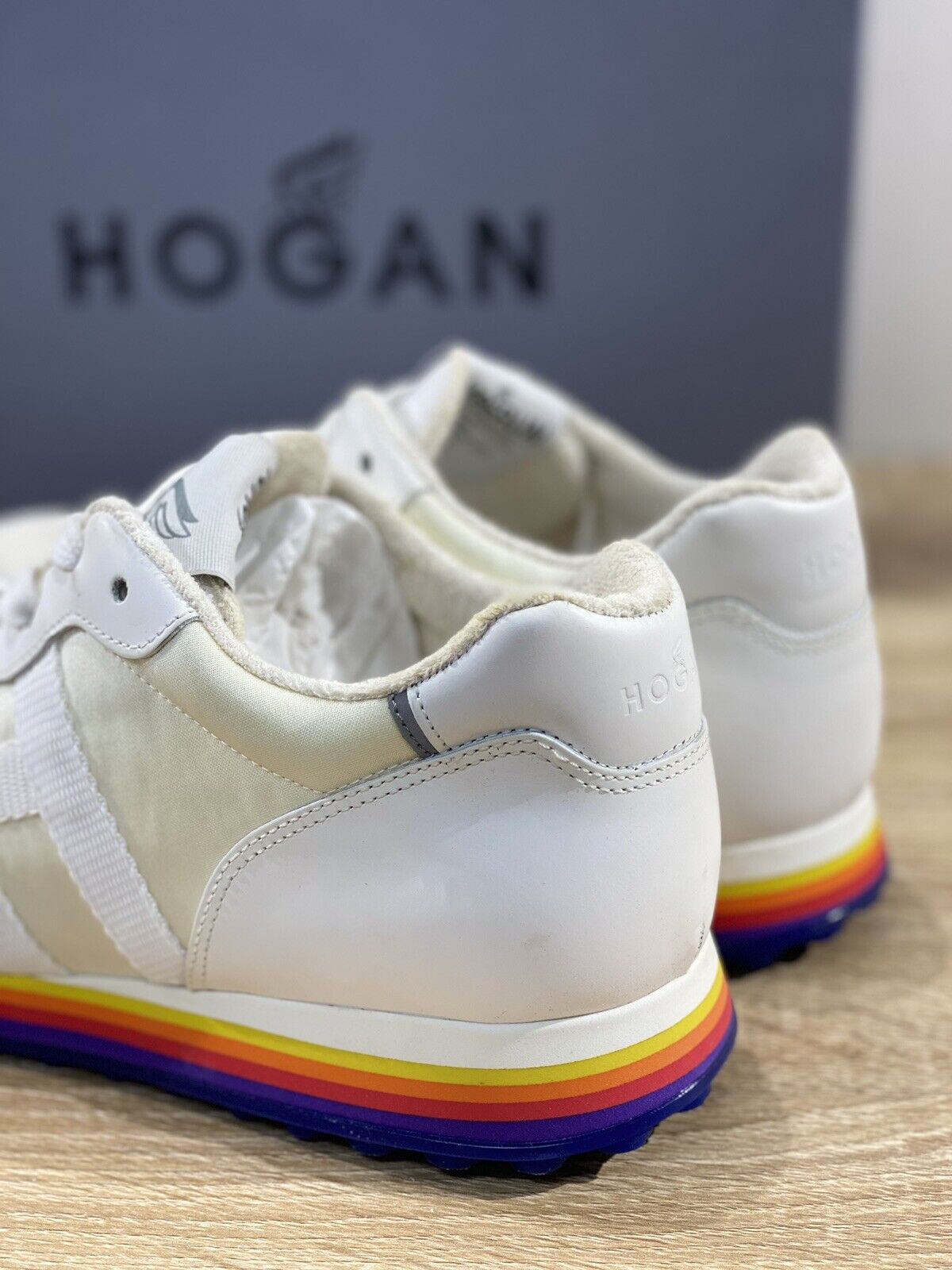 Hogan H429 sneaker uomo H Nastro Bianca Arcobaleno hogan luxury men shoes 41