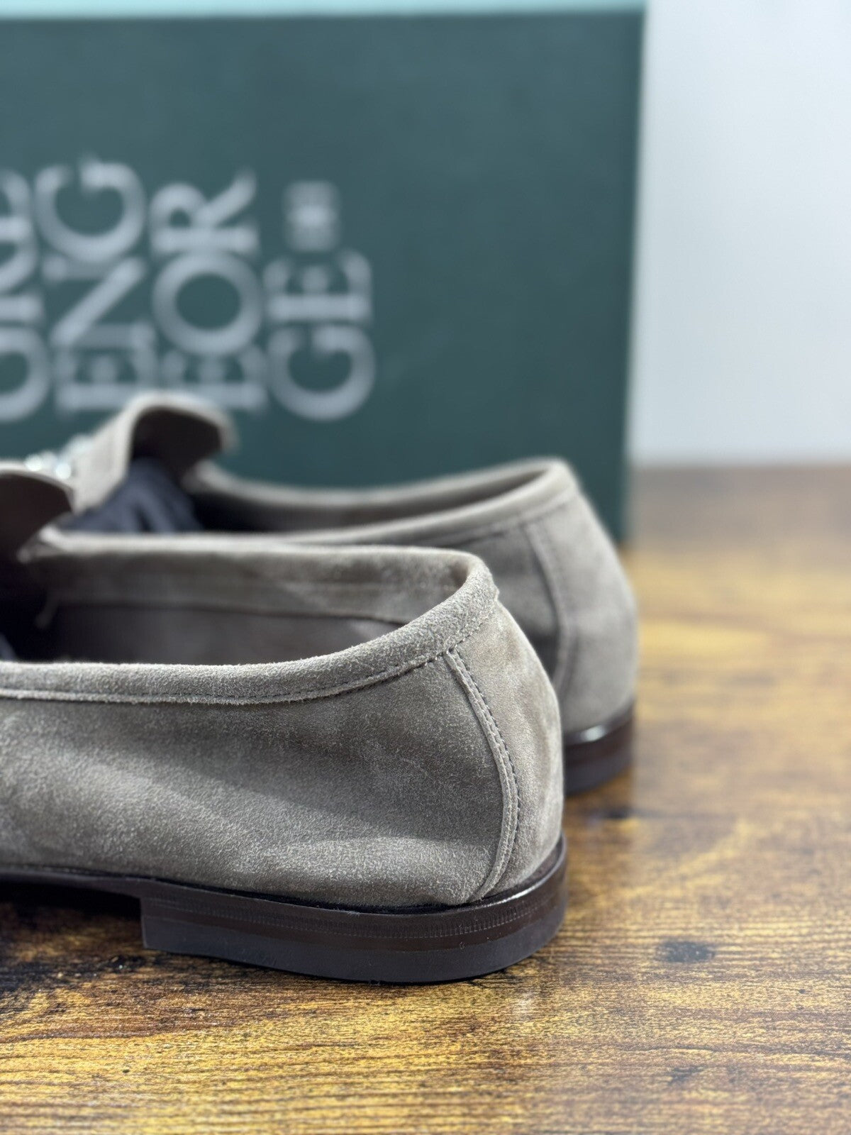 Green George Scarpa Uomo Mocassino   Pelle Suede Talpa  Luxury Handmade 44