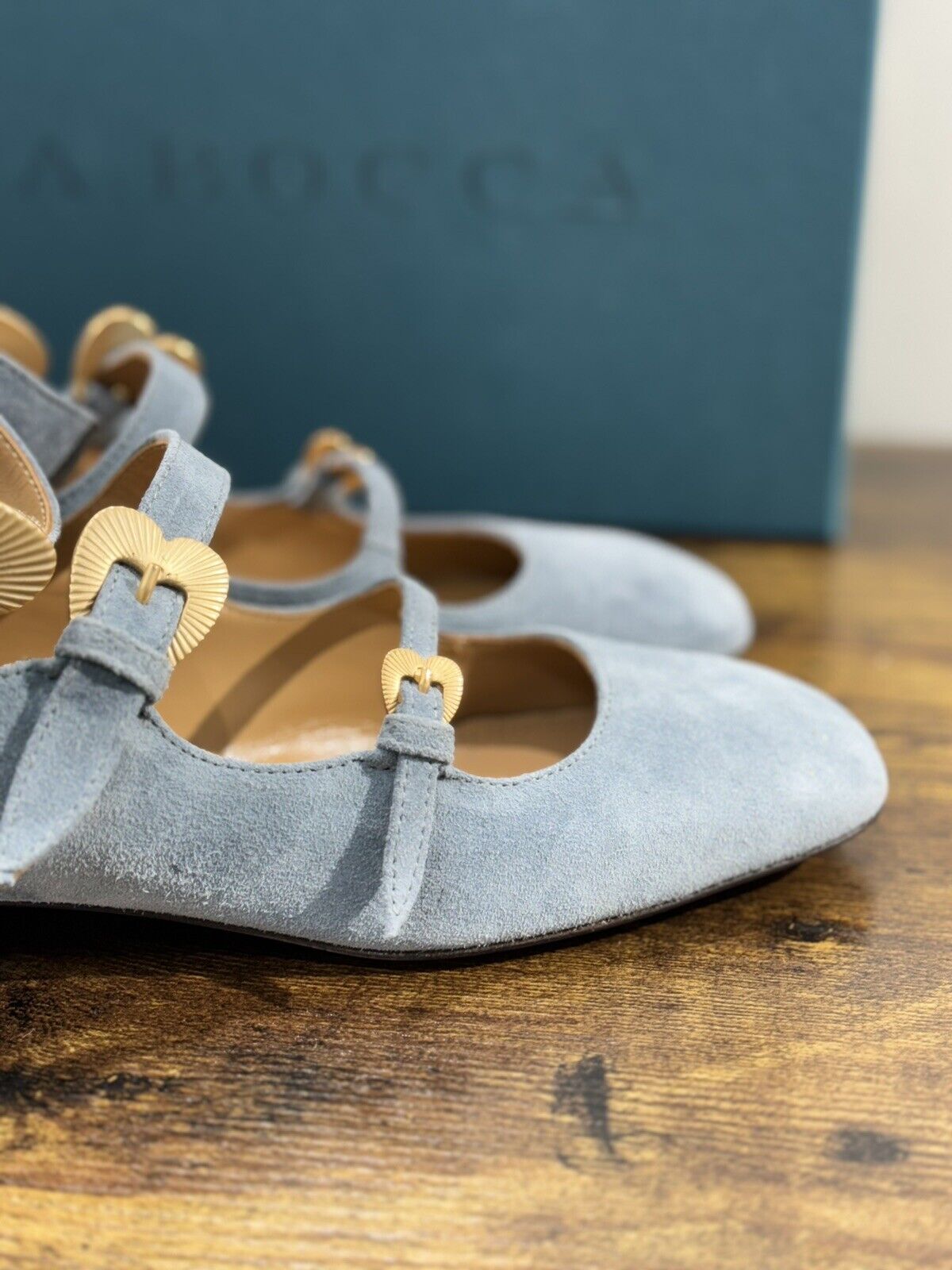 A.Bocca Two For Love Scarpa Donna Suede  Celeste Con Tacco Luxury Handmade 35